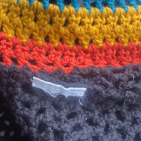 POOF! Black & Multicolor Crochet Open Knit Sweater Tank Size Small - Picture 5 of 5